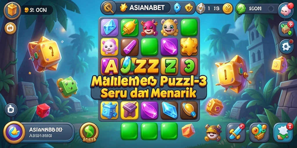 Screenshot ASIANABET menampilkan gameplay yang menarik dalam puzzle Match-3.