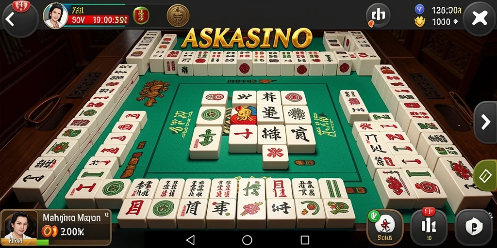 Tampilan gameplay Mahjong dalam ASKASINO yang menarik dan seru.