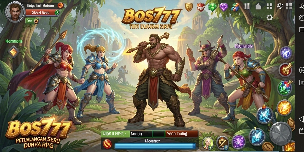 Screenshot gameplay RPG yang menunjukkan karakter bertempur di dunia fantasi.