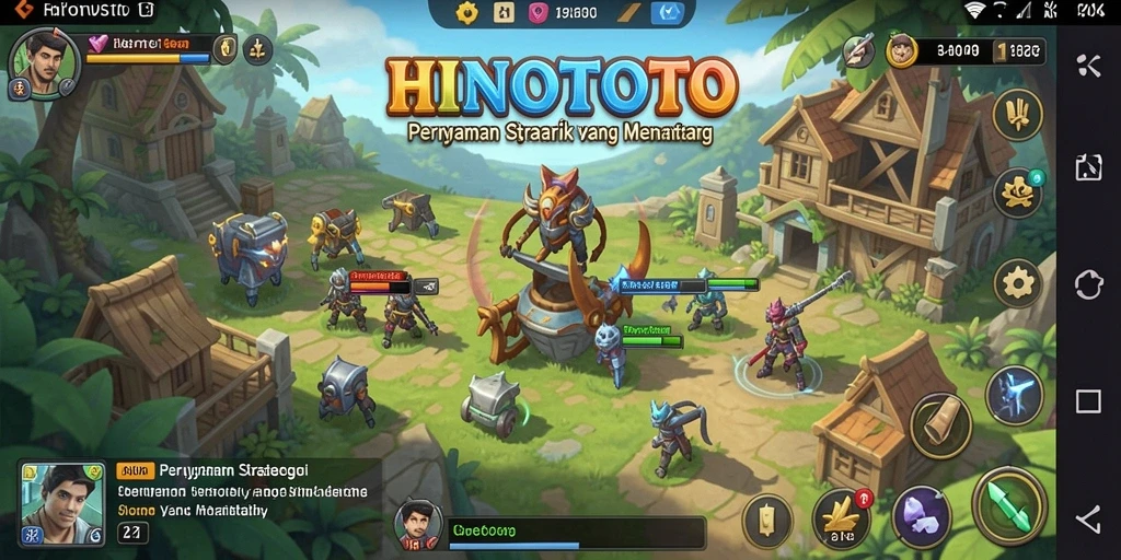 Tangkapan layar HINOTOTO menampilkan aksi strategi yang seru dan mendebarkan.