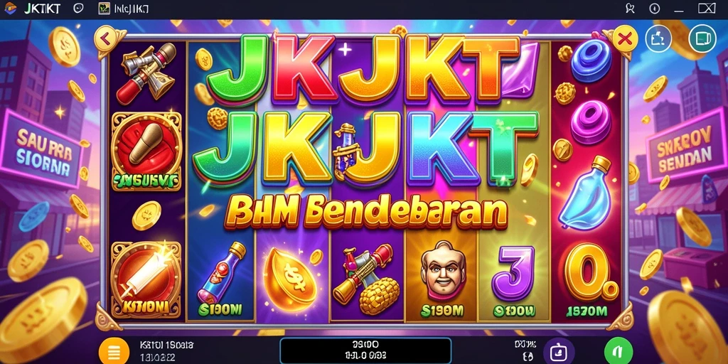 Screenshot gameplay JKTJKT menampilkan gulungan Slot yang penuh warna.