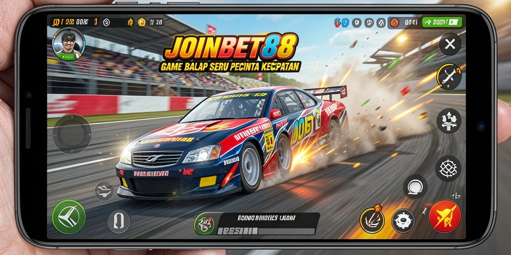 Tampilan gameplay seru JOINBET88 dengan balapan yang menegangkan.