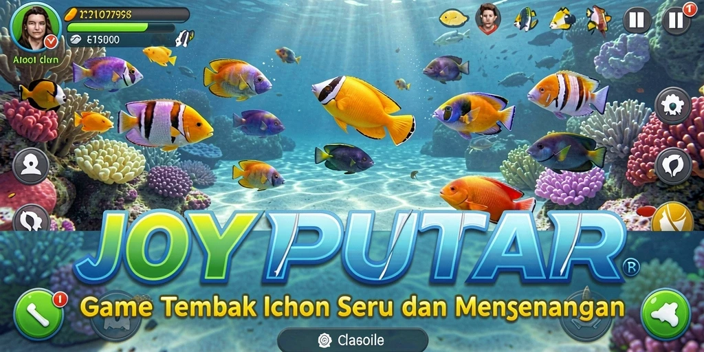 Screenshot gameplay JOYPUTAR menampilkan serunya menembak ikan.