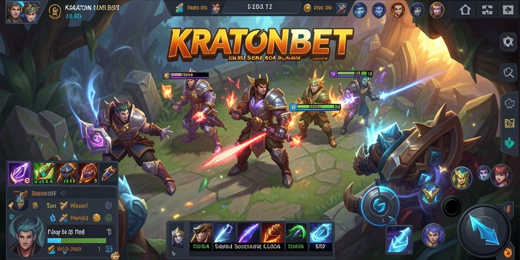 Tangkapan layar gameplay seru di KRATONBET menunjukkan aksi pertarungan MOBA.