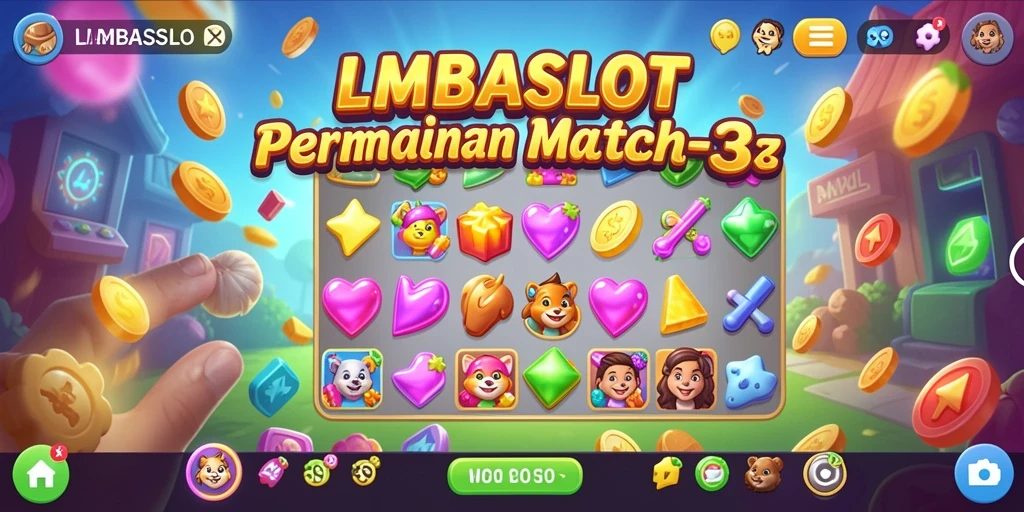 Tampilan gameplay LMBASLOT yang penuh warna dan menarik.