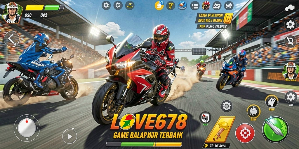Gambaran gameplay seru dalam balapan motor yang mendebarkan.